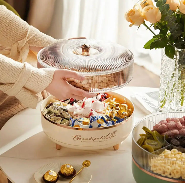 5 Grid Dry Fruit Rotating Tray, Tabletop Snack Storage Container, Creative Light Luxury Candy Storage Tray 5 Grid Dry Fruit Rotating Tray, Tabletop Snack Storage Container, Creative Light Luxury Candy Storage Tray
